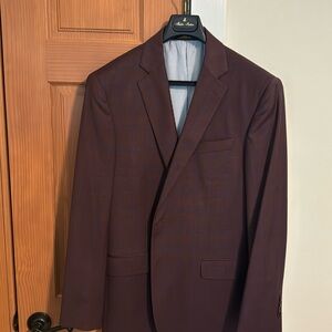 Brooks Brothers Explorer Suit Jacket. 42 R. Burgundy w Blue stripe.